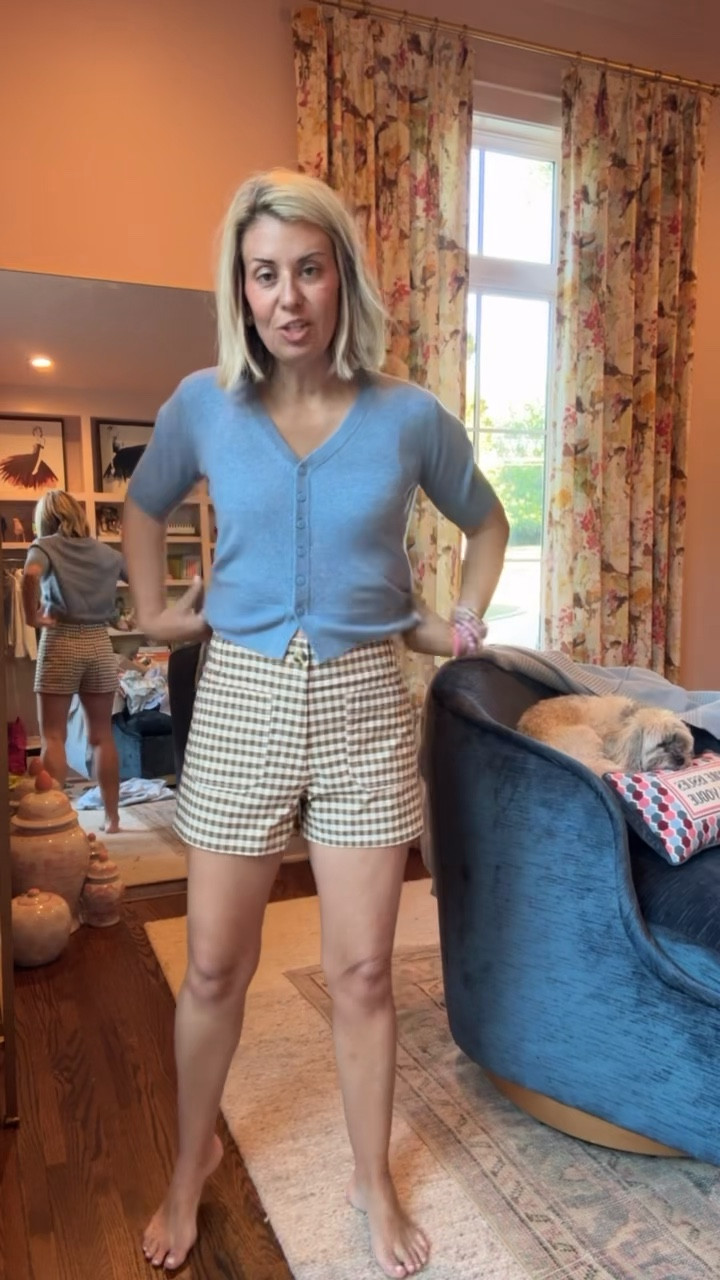 The cutest Colette shorts paired with his short sleeve cashmere sweater… So so good! 
Top & skirt - xs
Shorts - 27
￼

#LTKmomlife #LTKSeasonal #LTKOver40