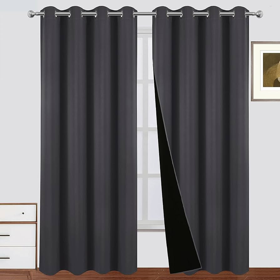 LEMOMO 100% Blackout Curtains 52 x 84 Inch/Dark Grey Curtains Set of 2 Panels Thermal Insulated R... | Amazon (US)