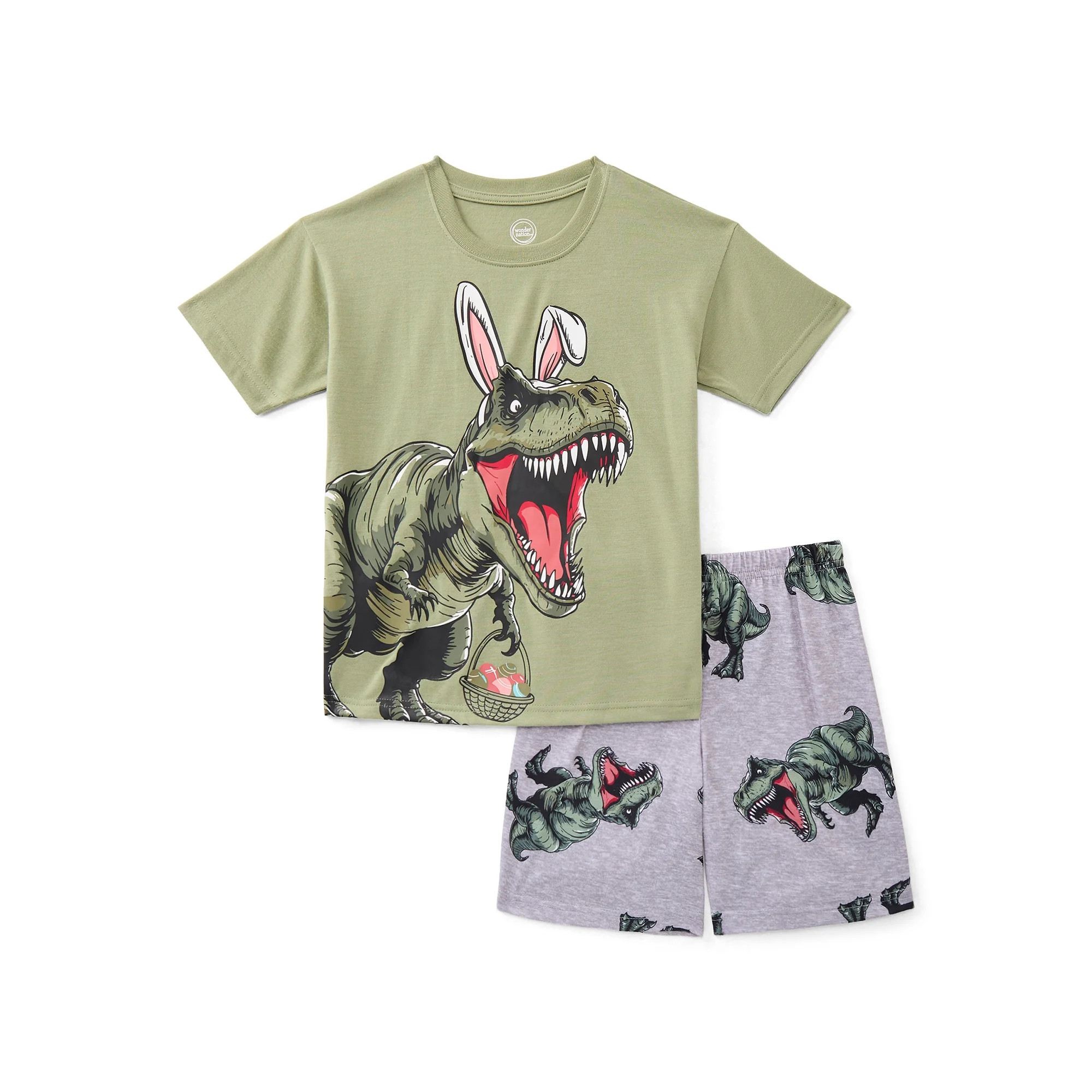 Wonder Nation Boys Tee and Shorts Pajama Set, 2-Piece, Sizes 4-18 | Walmart (US)