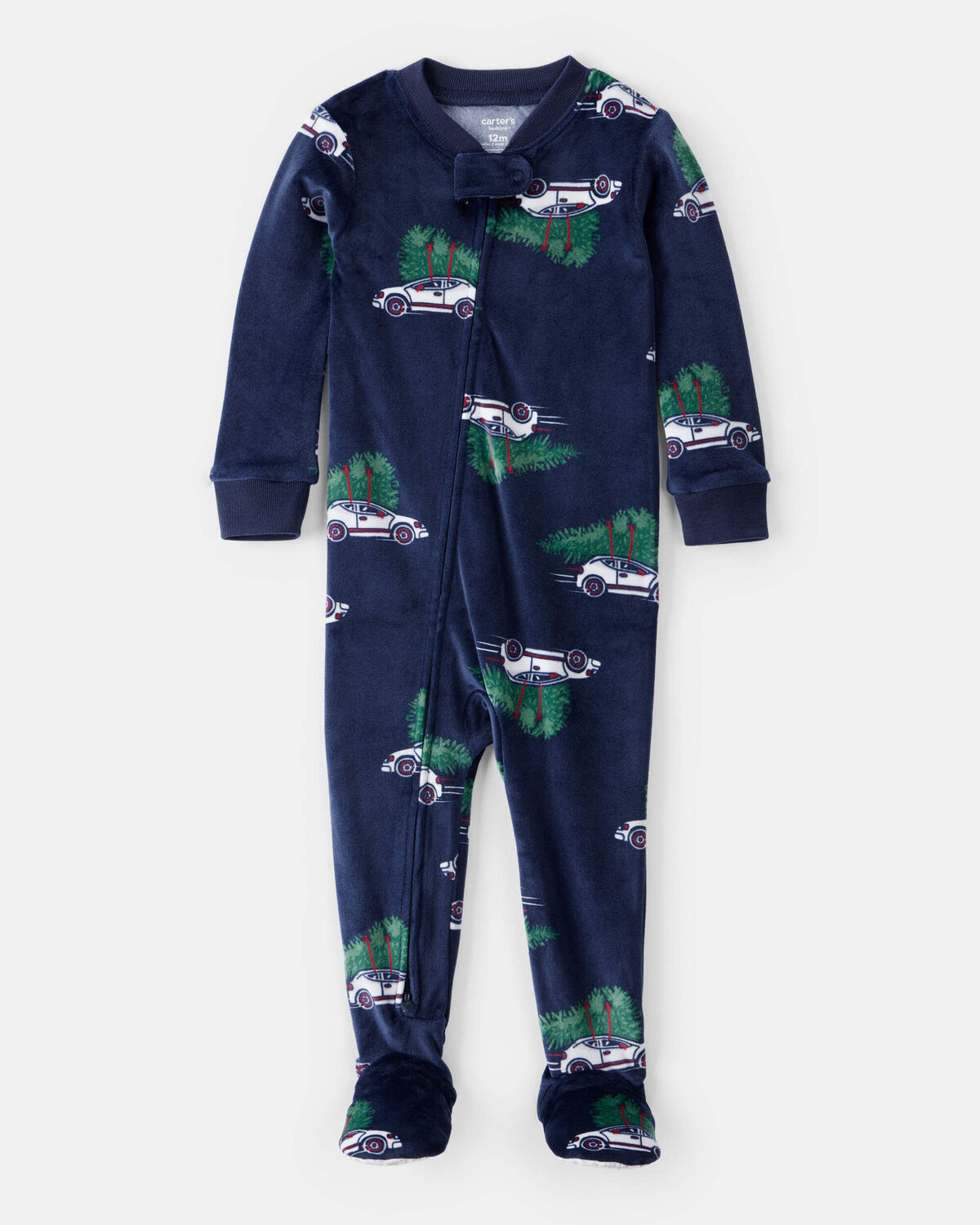 Toddler Christmas Cars DreamPlush Long-Sleeve Snug Fit 1-Piece Pajamas - Navy | Carter's Inc
