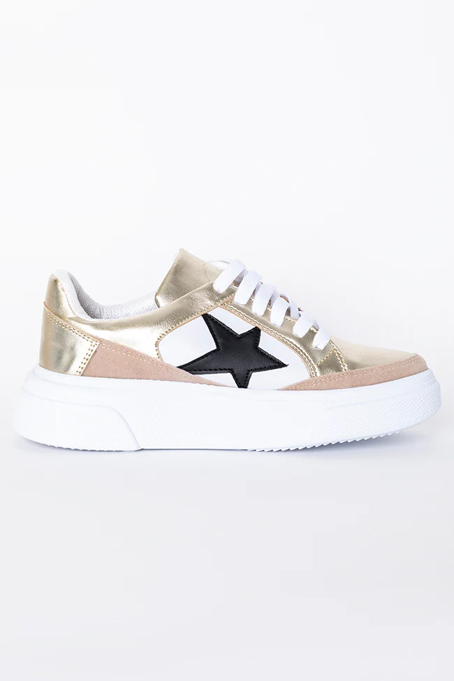 Cleo Gold And Black Star Sneakers FINAL SALE | Pink Lily