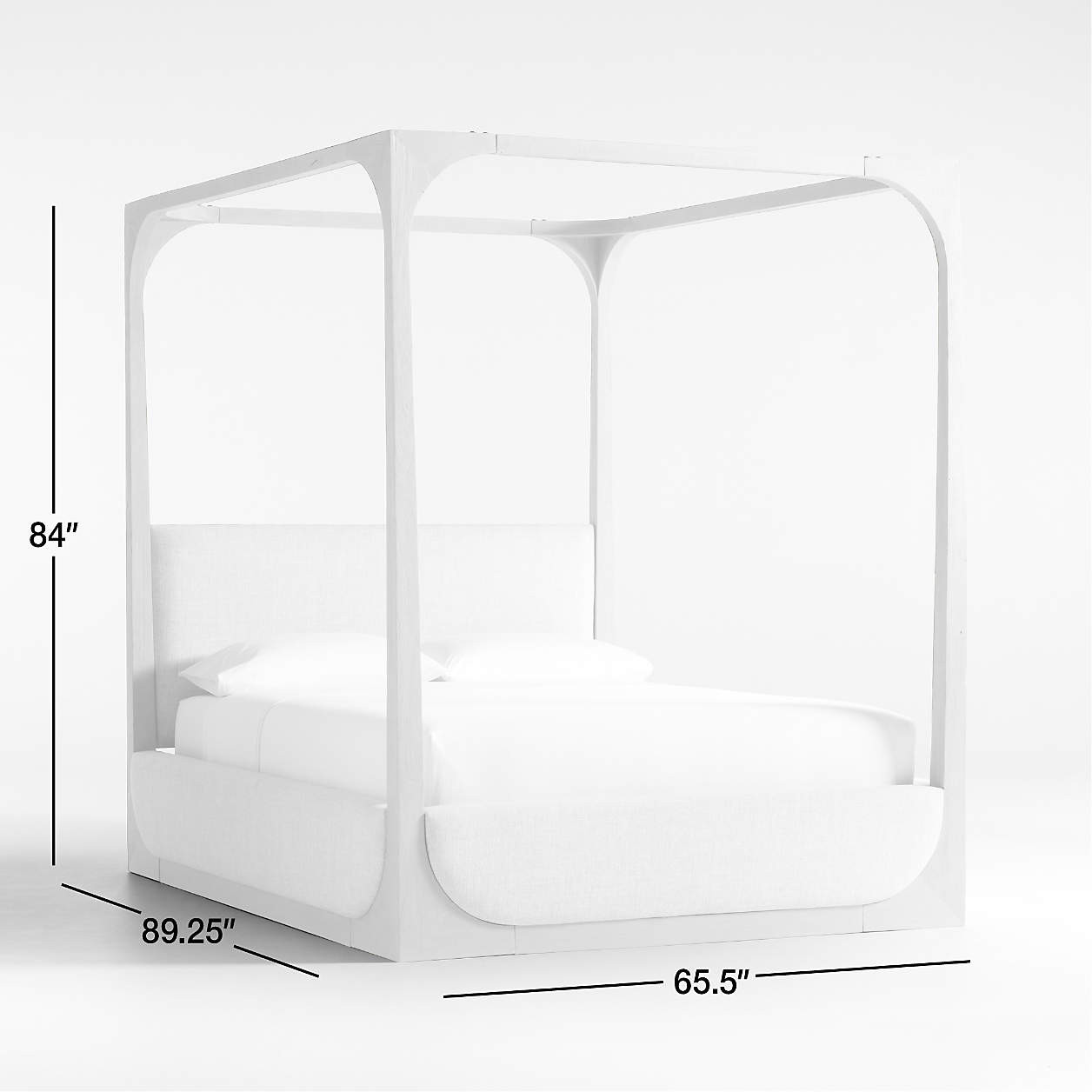 Escondido Weathered Grey Acacia Wood Upholstered Queen Canopy Bed + Reviews | Crate & Barrel | Crate & Barrel