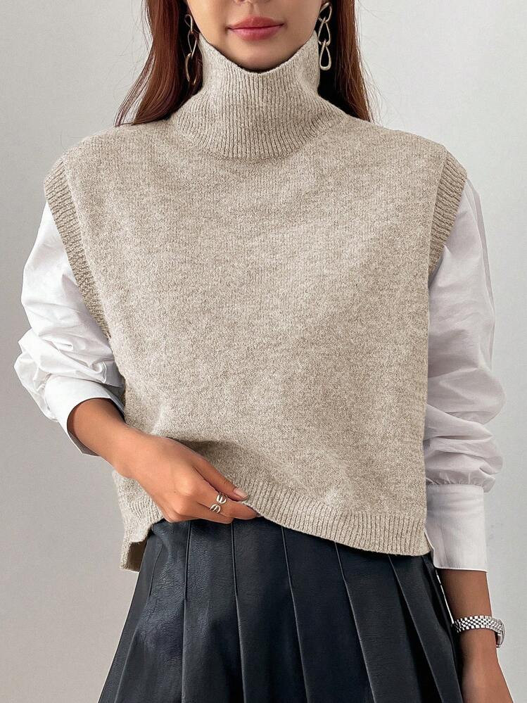 Dazy Star High Neck Sweater Vest Without Blouse Fall,Winter | SHEIN