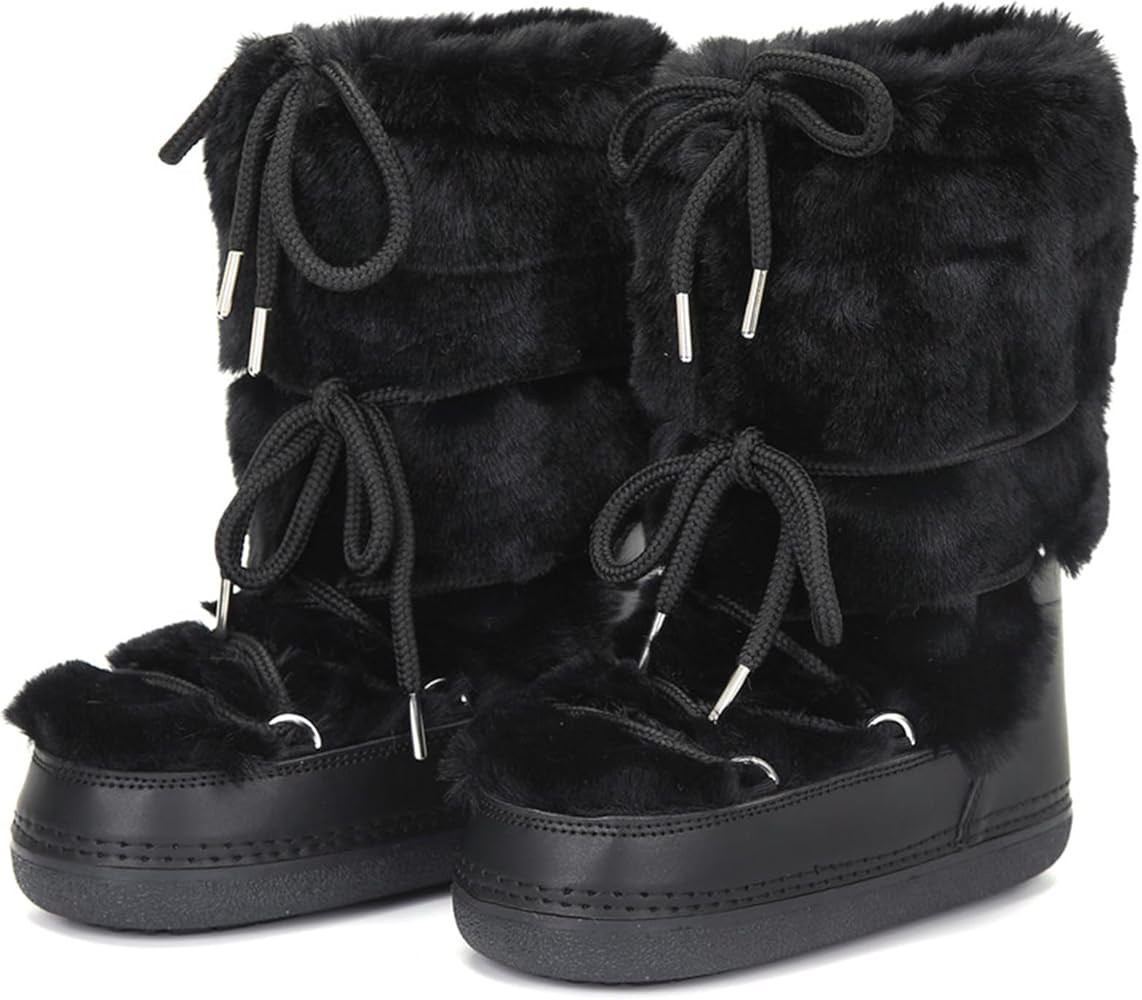 Faux Fur Boots for Women - Fuzzy Fluffy Furry Water Resistant Snow Boots for Women - Anti-Slip wi... | Amazon (US)