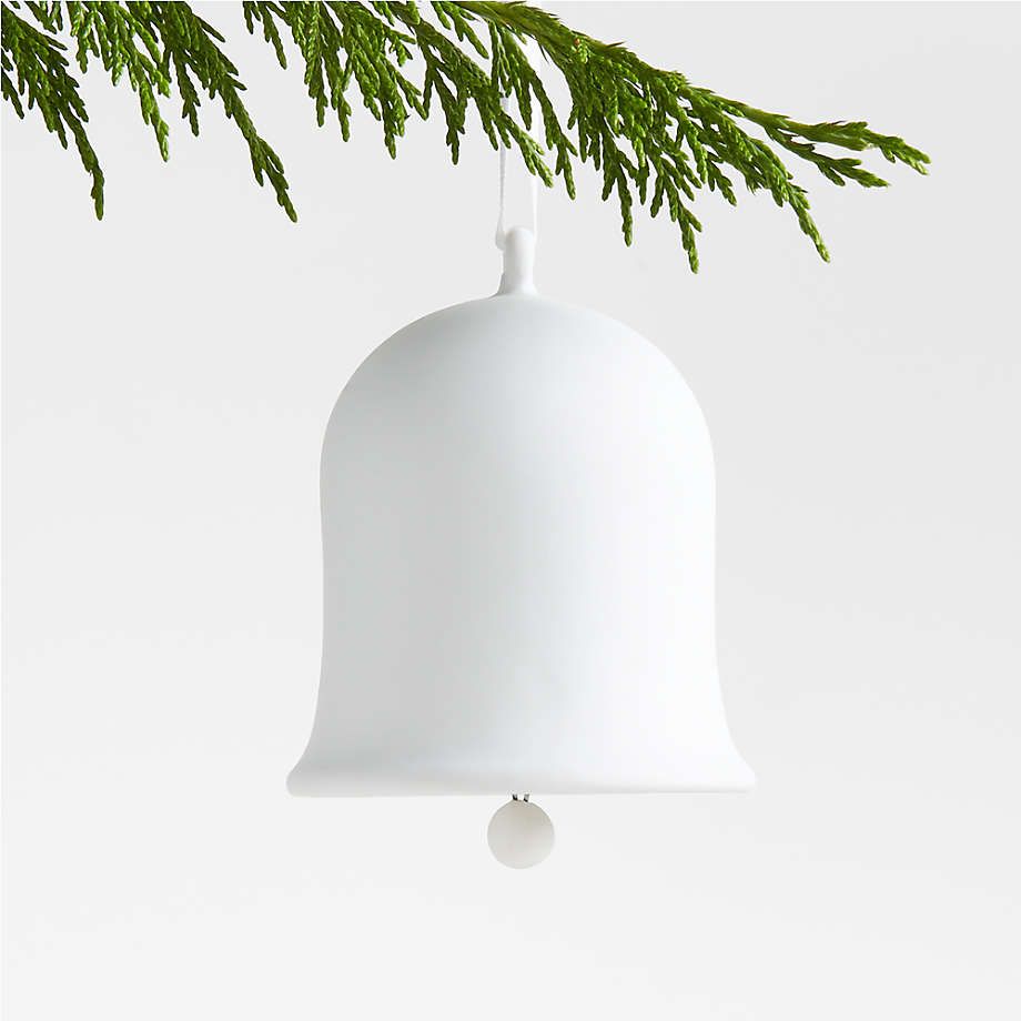 White Porcelain Bell Christmas Tree Ornament + Reviews | Crate & Barrel | Crate & Barrel