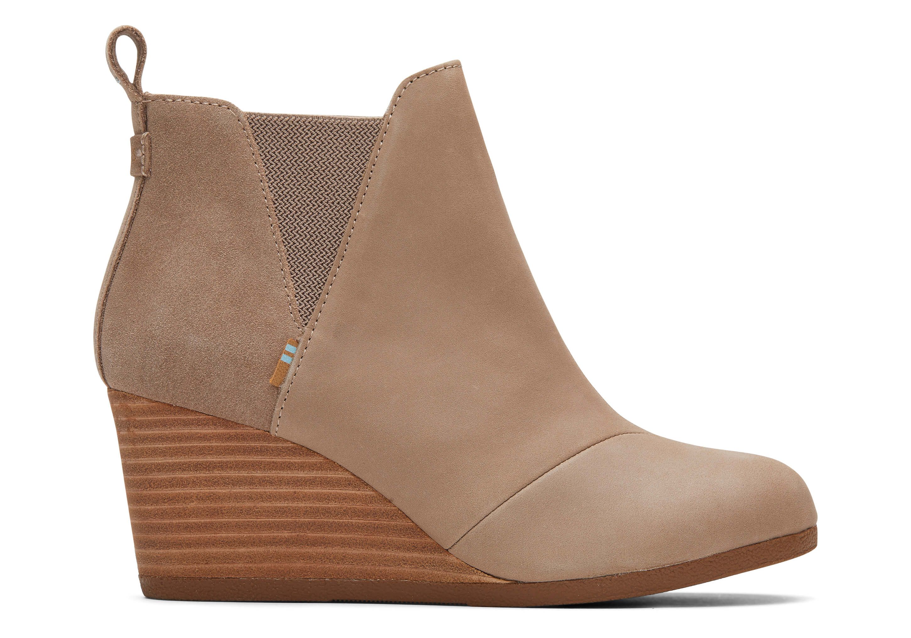 TOMS Taupe Grey Leather And Suede Women's Kelsey Booties | TOMS (US)