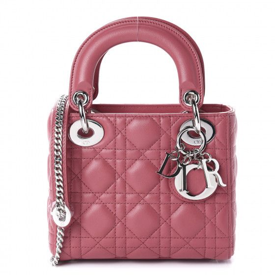 Lambskin Cannage Mini Lady Dior Pink | Fashionphile
