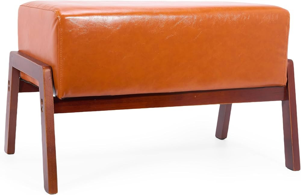 GENMOUS 24.5'' Ottoman Leather Foot Stool, Rectangle Sofa Foot Rest Ottoman, Modern Padded Seat &... | Amazon (US)