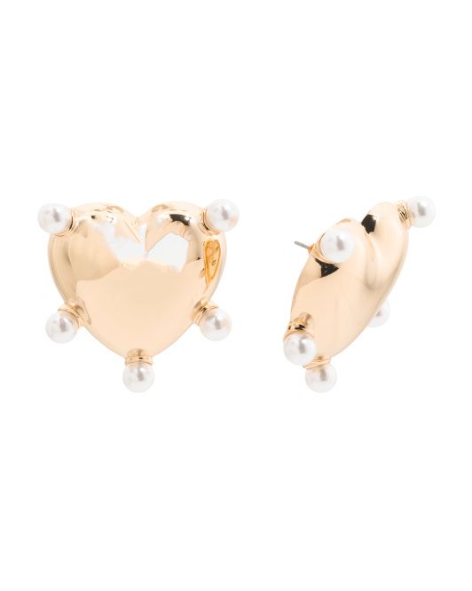 Pearl Stud Heart Earrings | TJ Maxx