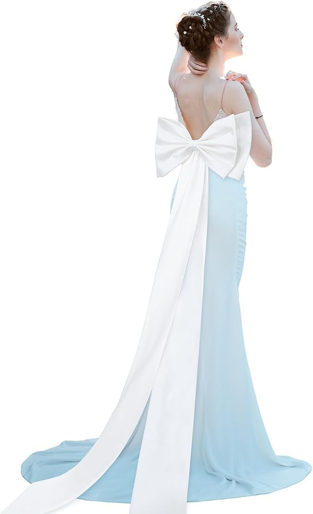 Chuarry Long 67" Satin Big Bow Detachable Train Removable Sweep Train Waist Sash Belt for Bride F... | Amazon (US)