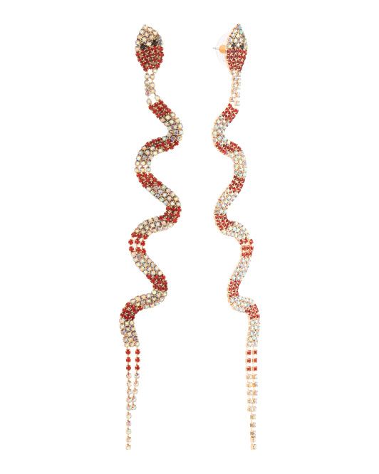 Snake Linear Crystal Earrings | TJ Maxx