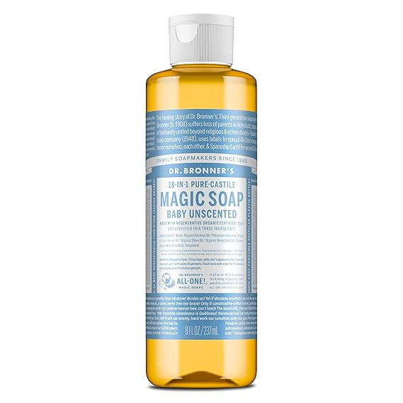 Dr. Bronner's Pure-Castile Magic Liquid Soap (Baby Unscented, 8 Ounce)- Made with Regenerative Or... | Amazon (US)