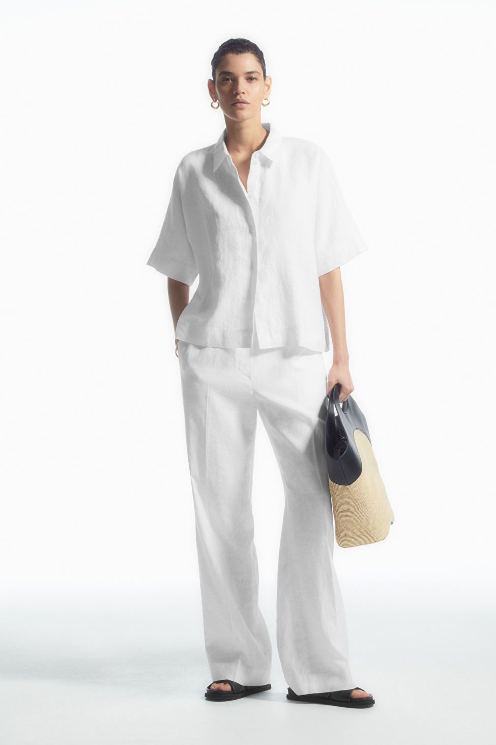 WIDE-LEG TAILORED LINEN PANTS - WHITE - Trousers - COS | COS (US)