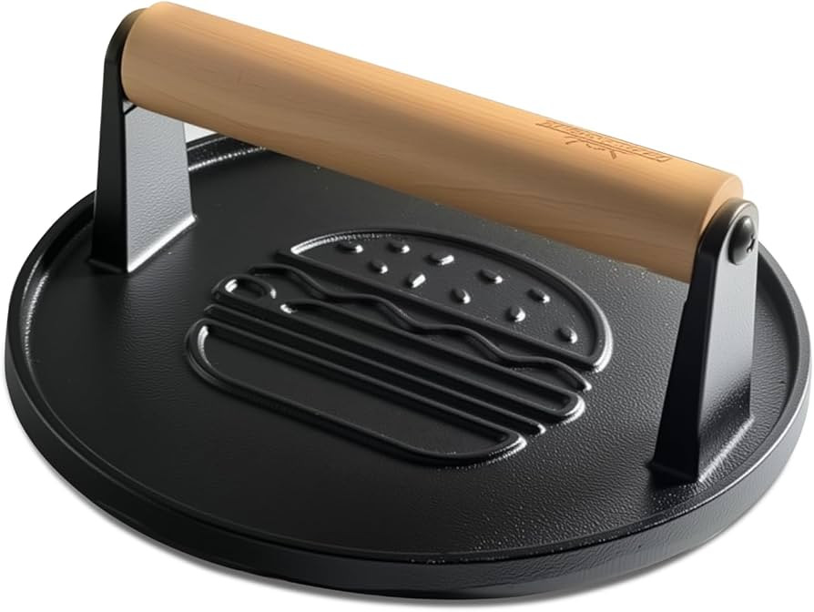 Cast Iron Smash Burger Press 7.1",Grill Bacon Meat Press Tool,Perfect for Blackstone, Camp Chef, ... | Amazon (US)