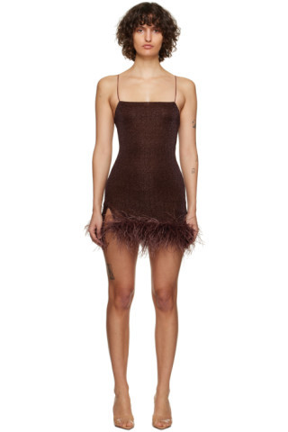 Brown Lumière Plumage Minidress | SSENSE