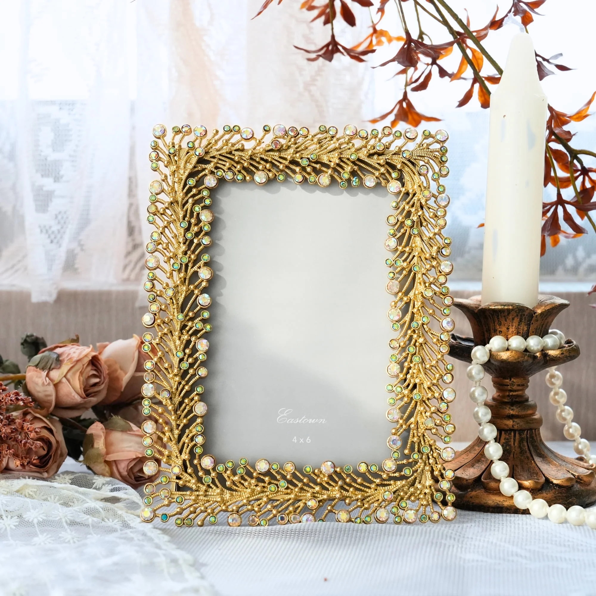 Vintage Gold Rectangular 4x6 Inch Picture Frame with Opalescent Gem Accents – Ornate Baroque-St... | Walmart (US)