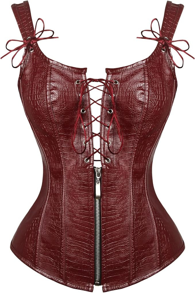 Charmian Women's Renaissance Lace Up Vintage Boned Bustier Corset with Garters | Amazon (US)
