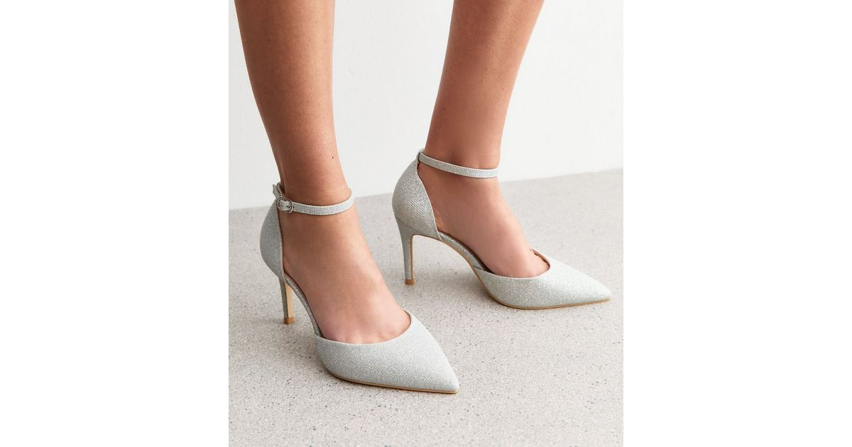Extra Wide Fit Silver Metallic Stiletto Heel Court Shoes | New Look | New Look (UK)
