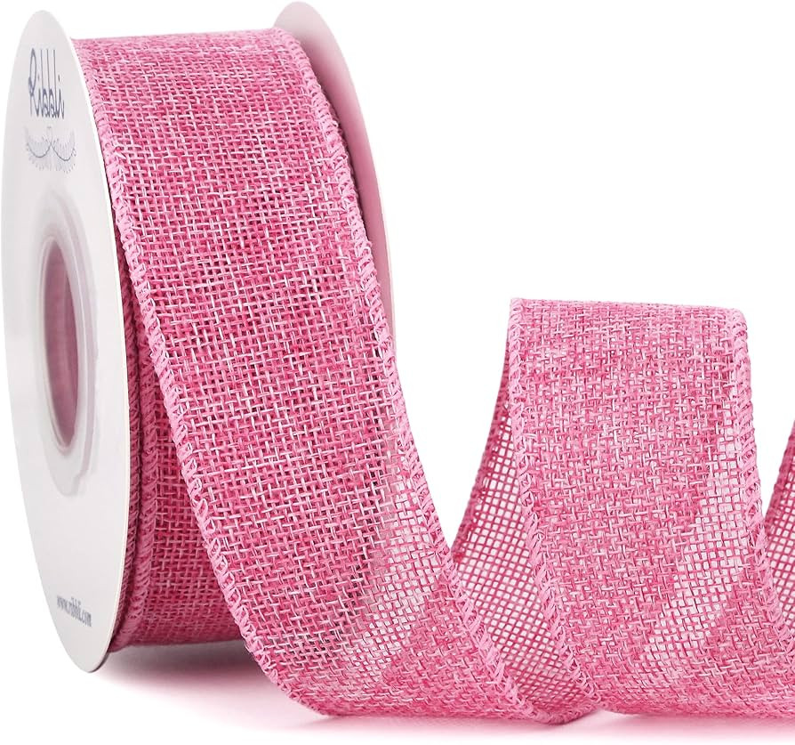 Ribbli Pink Burlap Valentine's Day Wired Ribbon,1-1/2 Inch x 10 Yard,Easter Wired Edge Ribbon for... | Amazon (US)