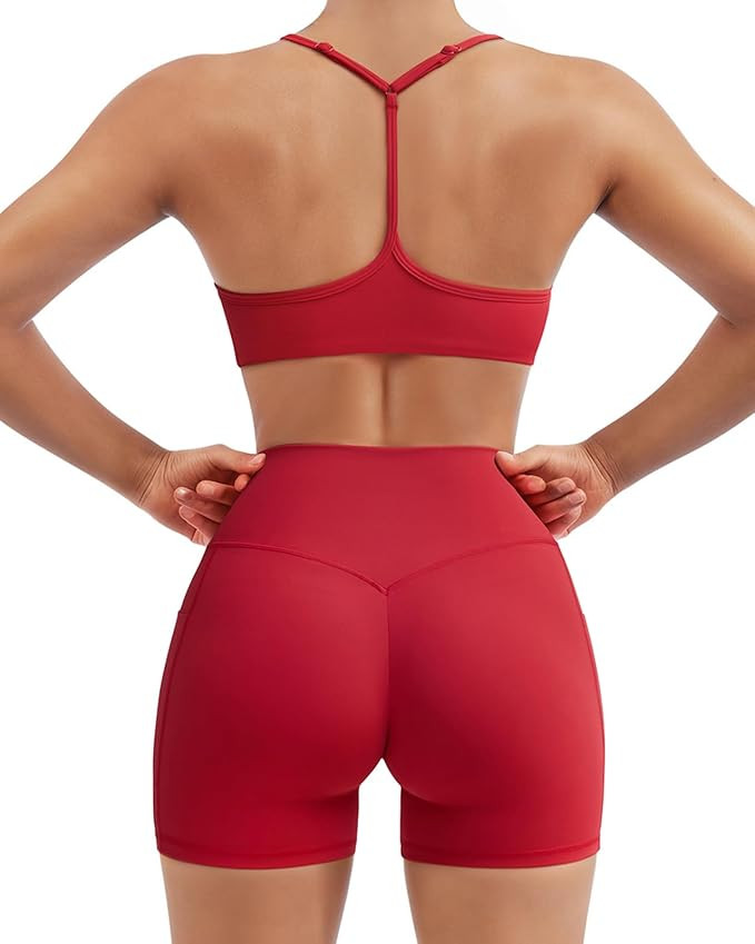 SUUKSESS Workout Sets for Women Y Back Sports Bras Padded Racerback Low Impact Thin Strap Top Bik... | Amazon (US)