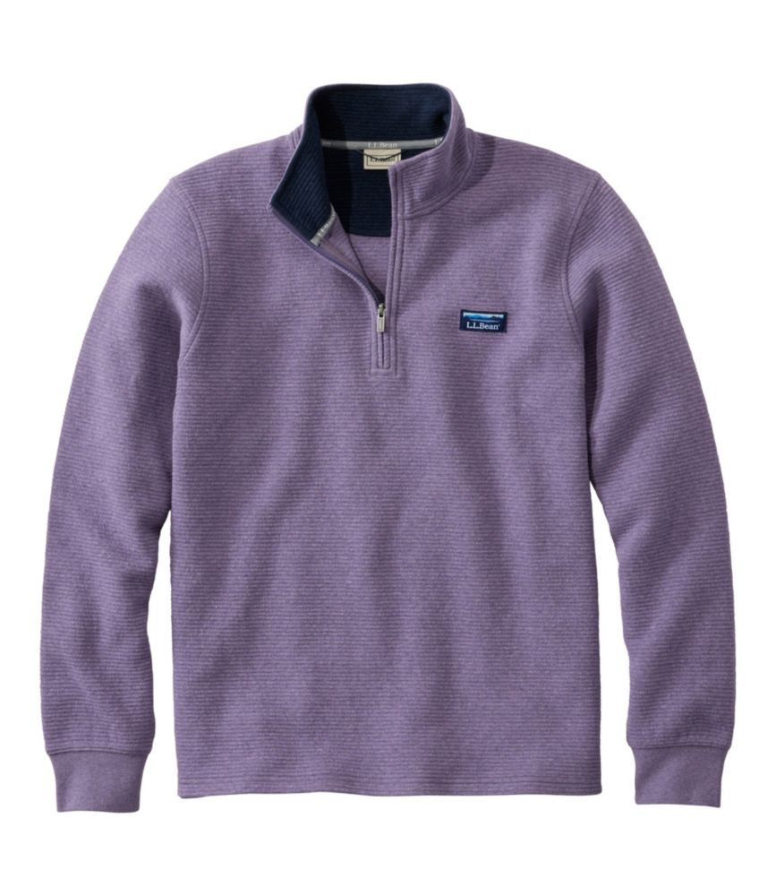 Men's Lakewashed Double-Knit Quarter-Zip Pullover Rustic Purple Heather Medium, Polyester Cotton Blend L.L.Bean | L.L. Bean