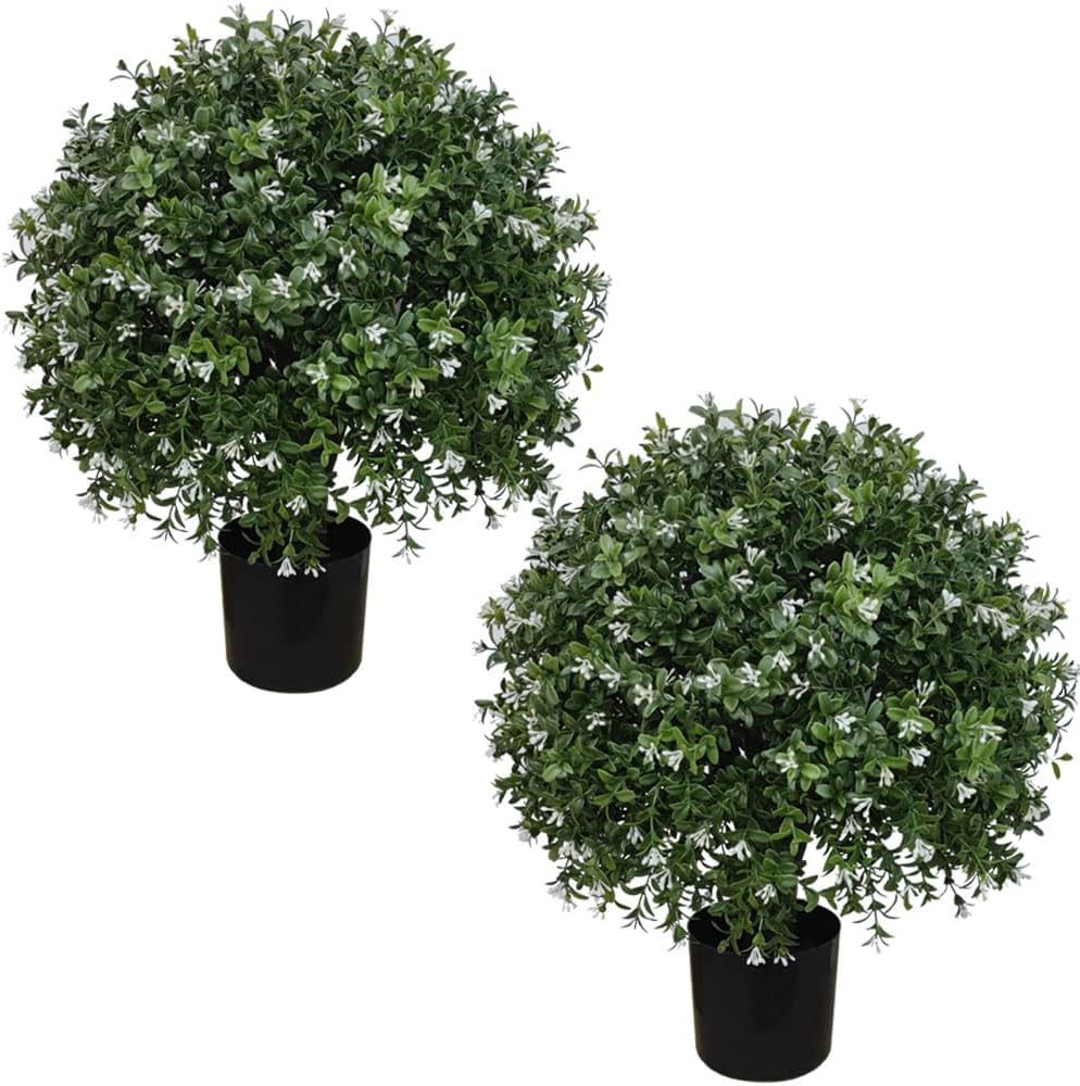 ALL SEASON GREEN Boxwood Ball Shaped Artificial Topiary Potted Plant Outdoor Set of 2 | Amazon (US)