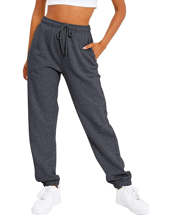 AUTOMET Women's Casual Baggy Fleece Sweatpants | Amazon (US)