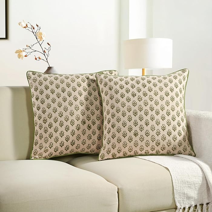 CPC Throw Piping Pillow Covers for Couch, 20x20 Inch Pillows for Living Room, 100% Cotton Boho Cu... | Amazon (US)