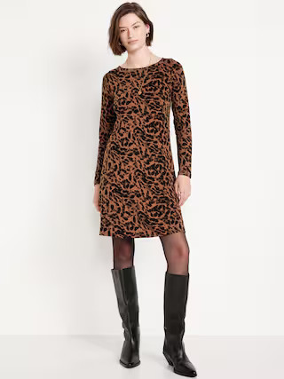 Long-Sleeve Mini Swing Dress | Old Navy (US)