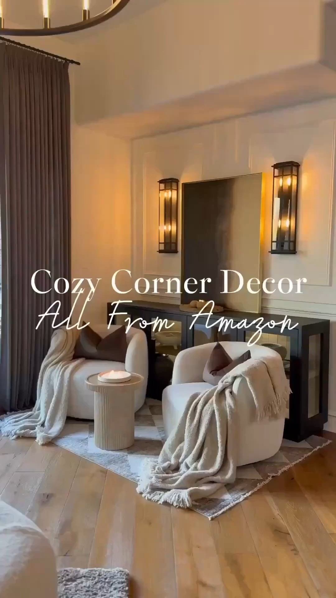 Styling this living room corner with affordable finds from Amazon! I still cannot get over this look! So simple, elegant, and chic and it was all from Amazon! 🤩

Here’s everything I used from Amazon in this space. 
Sideboard 
Lantern Scones - 2
Checkered rug 5x7
Decorative book
Decorative Vintage Pot 
Fire-Pit Balls 
Stone Fire-Pit 
Velvet Pillow Covers 
Feather Pillow Inserts 
Concrete Bowl 
Storage Boxes 
Wireless Lighting 
Electric Lighter 
Fluted Aide Table 
Travertine Tray 

Modern Accent Chairs
Cozy Corner Decor
Warm Mordern Decor

#amaonhome #homestyling #livingroominspo #affordablehome decor #homestyledecor #founditonamazon #moodymoderndecor #moodymmodern #interiordesign #aestheticlivingroom 



#LTKFindsUnder100 #LTKHome