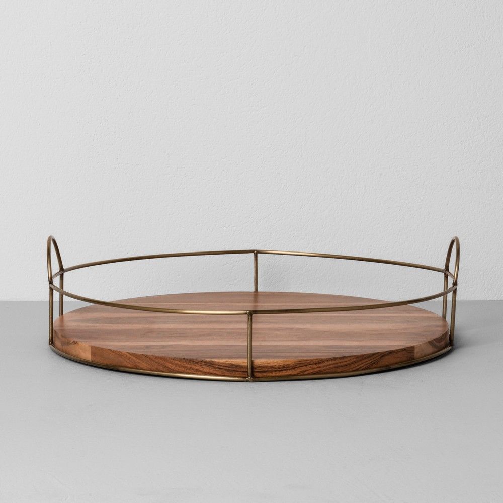 16"" Round Wood and Wire Tray - Hearth & Hand with Magnolia | Target