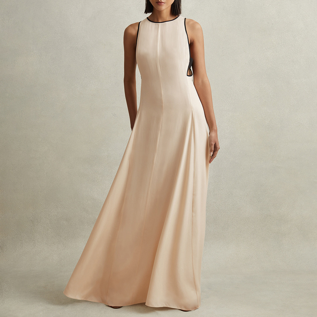 Reiss Ecru Darna Cut Out Maxi Dress - Size 8 | BrandAlley