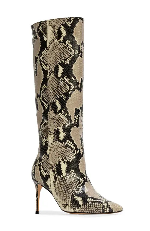 BLACK SUEDE STUDIO Friday 80 Pointed Toe Knee High Boot in Peyote Snake at Nordstrom, Size 9Us | Nordstrom