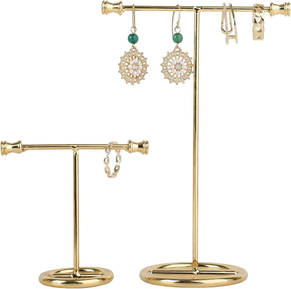 GemeShou Gold Metal 2pcs T Bar Earring Display Stand Jewelry Holders for jewley online store Reta... | Amazon (US)