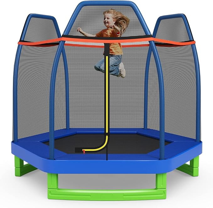 Giantex 7 Ft Trampoline for Kids, Heavy Duty Steel Frame Small Mini Toddler Trampoline, Great Gif... | Amazon (US)