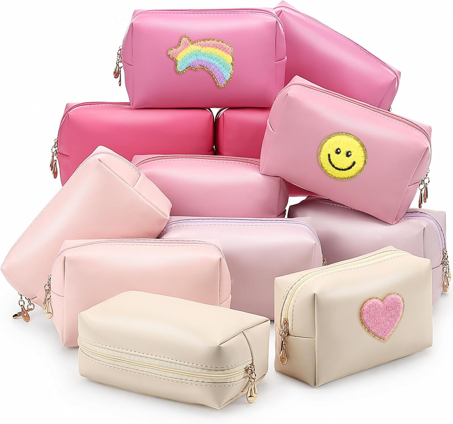 Kigeli 12 Pcs Small Makeup Bags Bulk Pink Colors PU Leather Makeup Purse | Amazon (US)