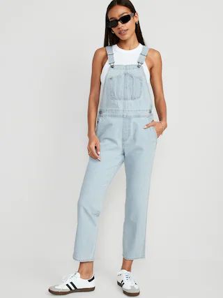 Slouchy Straight Non-Stretch Ankle-Length Jean Overalls for Women | Old Navy (US)