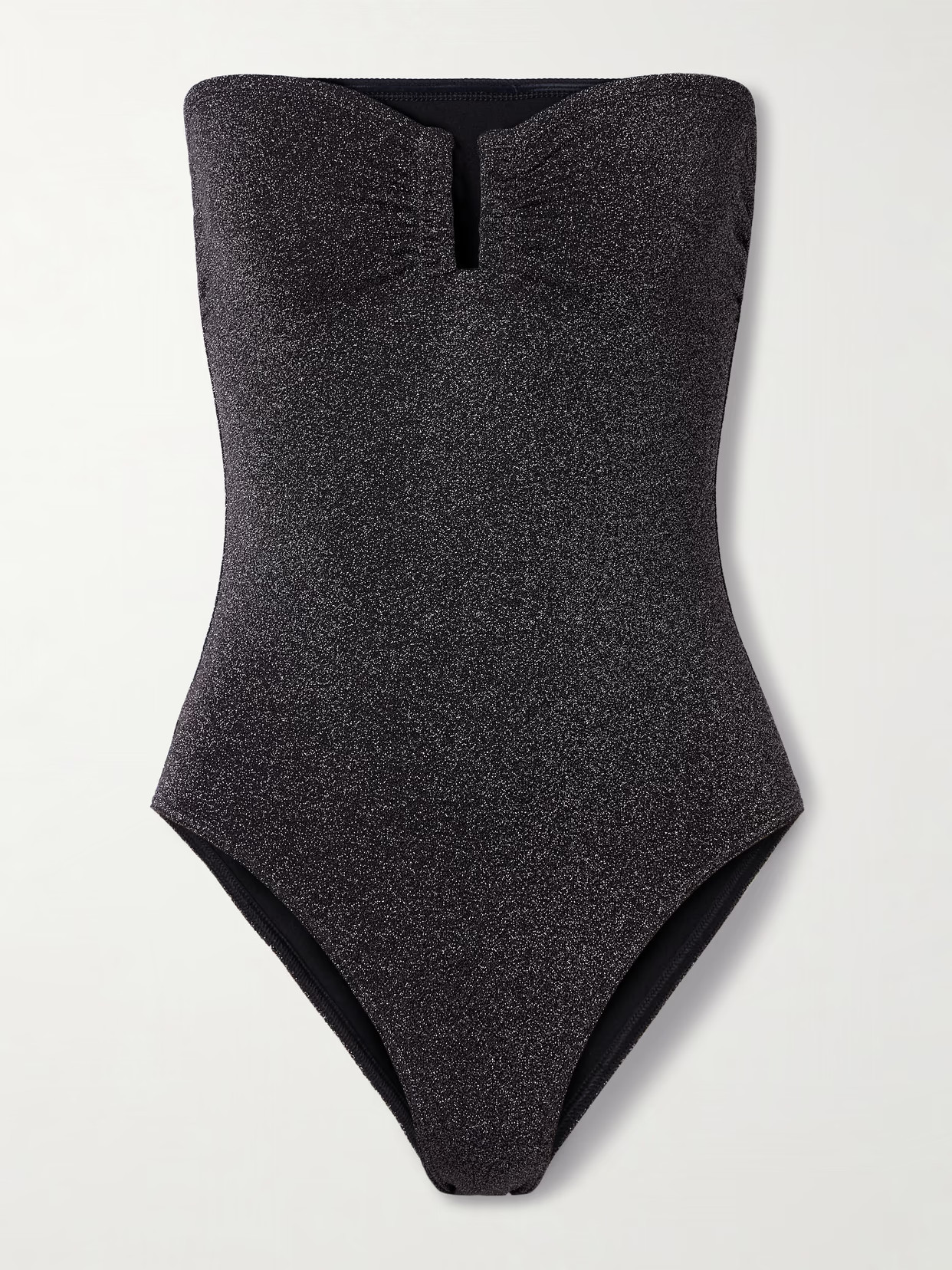 Eres - Irisée Scintillant Strapless Metallic Swimsuit - Black | NET-A-PORTER (US)