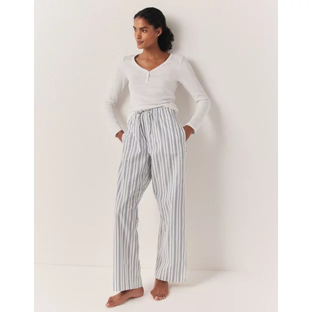 Cotton Poplin Stripe Pyjama Bottom | The White Company (UK)