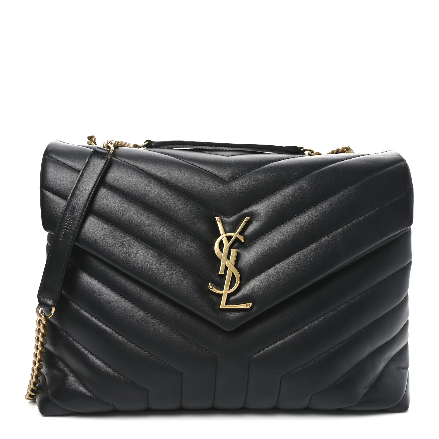Saint Laurent Calfskin Y Quilted Monogram Medium Loulou Chain Satchel Black 1760043 | FASHIONPHILE (US)