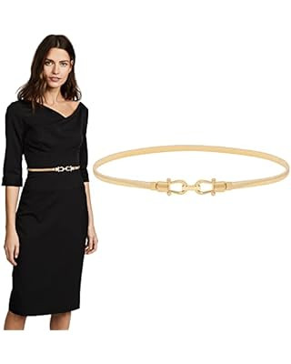 Tanpie Skinny Waist Belt of Women Elastic Metal Stretch Chain Belt Gold and Silver | Amazon (US)