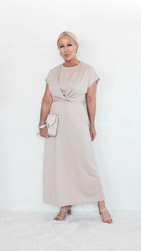 Elegant Amazon wedding guest dress that covers both the midlife upper arm and the midlife midsection

#LTKVideo #LTKOver40 #LTKWedding