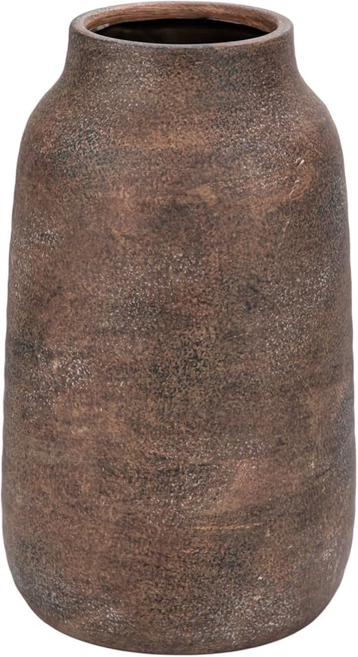 Briful 9.6in Large Rustic Brown Ceramic Vase,Vintage Farmhouse Flowers Vase,Shabby Terra Cotta Va... | Amazon (US)
