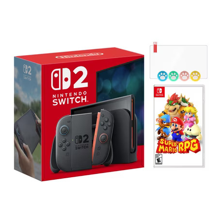 Nintendo Switch 2 Console 256GB 7.9-Inch 1080P HDR Touch Screen, Joy-Con 2 with Mouse Sensor, Dock, with Super Mario RPG And Mytrix Joystick Caps & Screen Protector | Walmart (US)