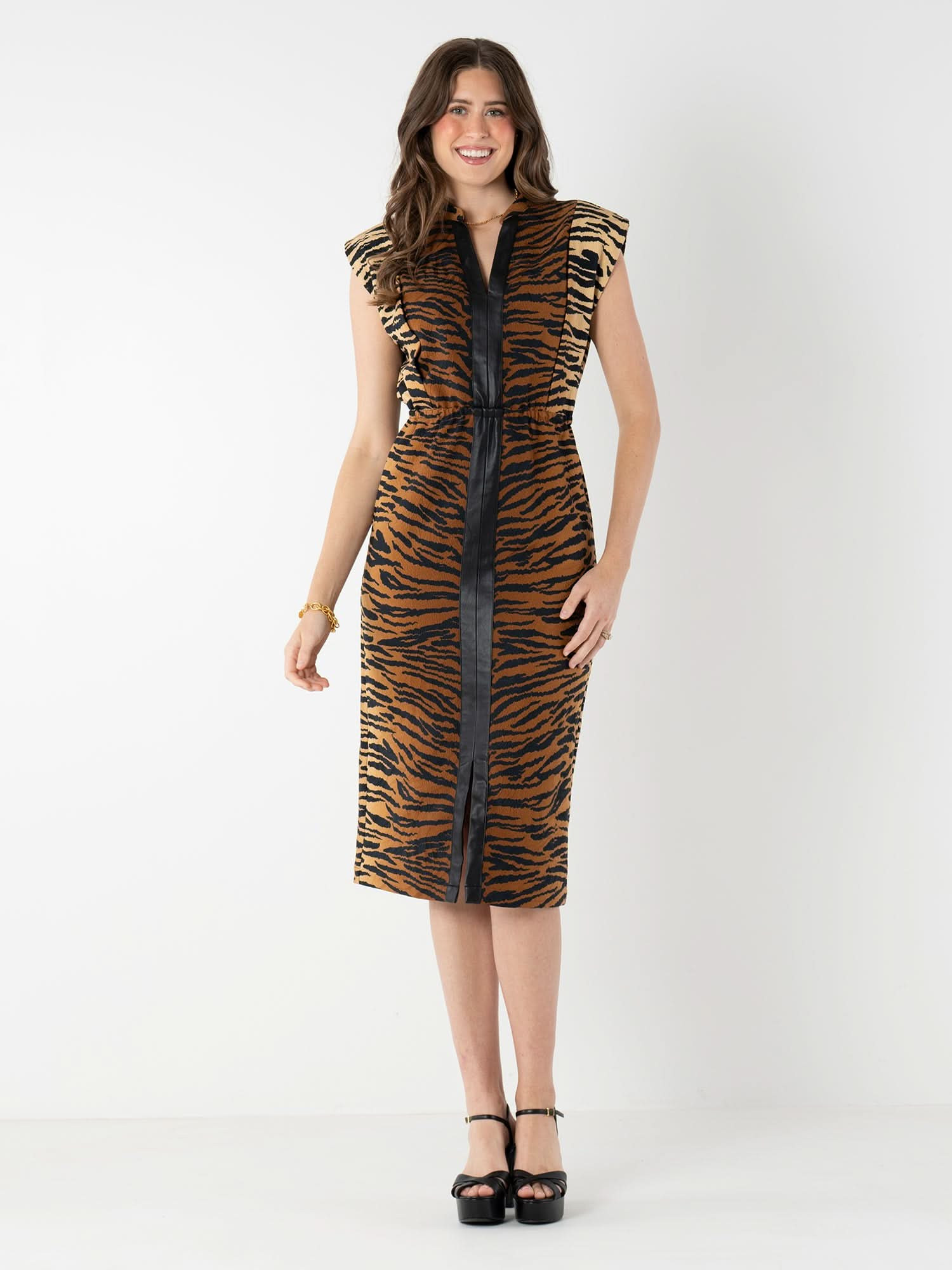 Meme Dress in Tiger Jacquard | Emily McCarthy