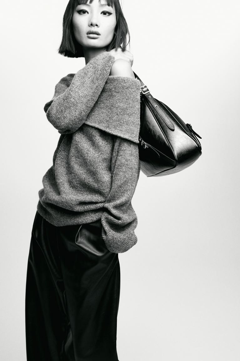 Rib-knit Off-the-shoulder Sweater - Dark gray - Ladies | H&M US | H&M (US + CA)