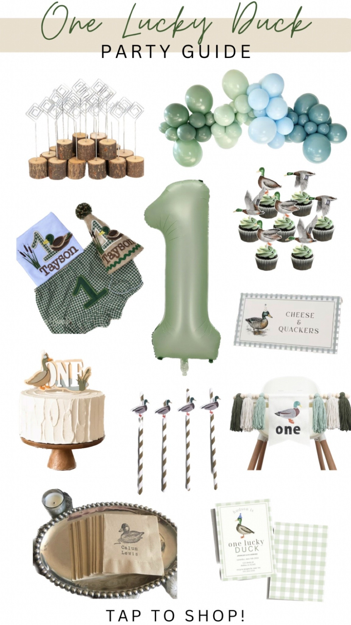 one lucky duck first birthday party decorations!🦆💙💚 #oneluckyduck #huntingbirthdayparty #duckfirstbirthday #duckbirthdayparty #duckpartydecor #amazonparty decor #etsypartydecor

#LTKbaby #LTKparties #LTKfindsunder50