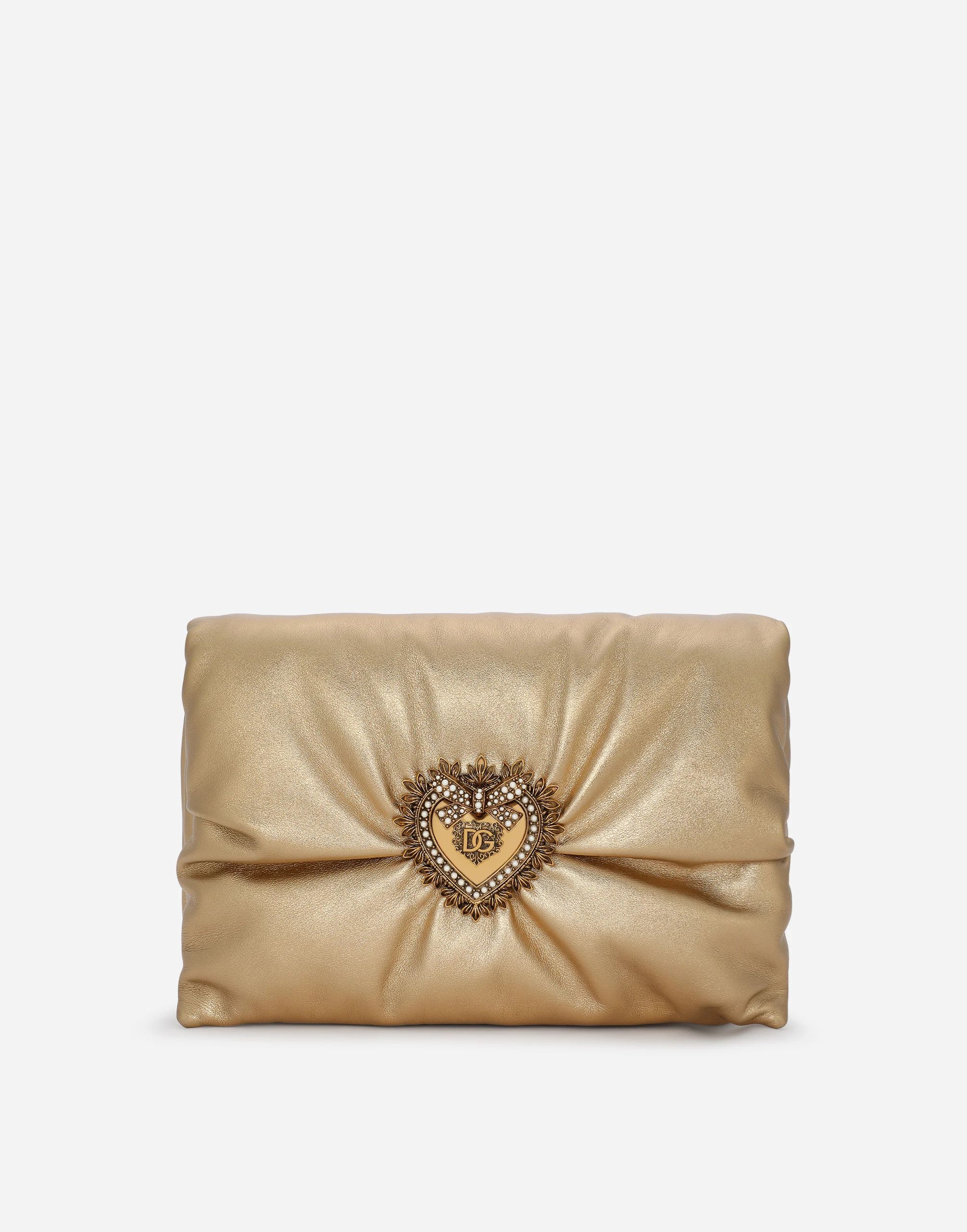 Medium foiled calfskin Devotion Soft bag in Gold for Women | Dolce&amp;Gabbana® | Dolce & Gabbana