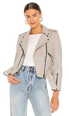 ALLSAINTS Balfern Biker Jacket in Cement Grey from Revolve.com | Revolve Clothing (Global)