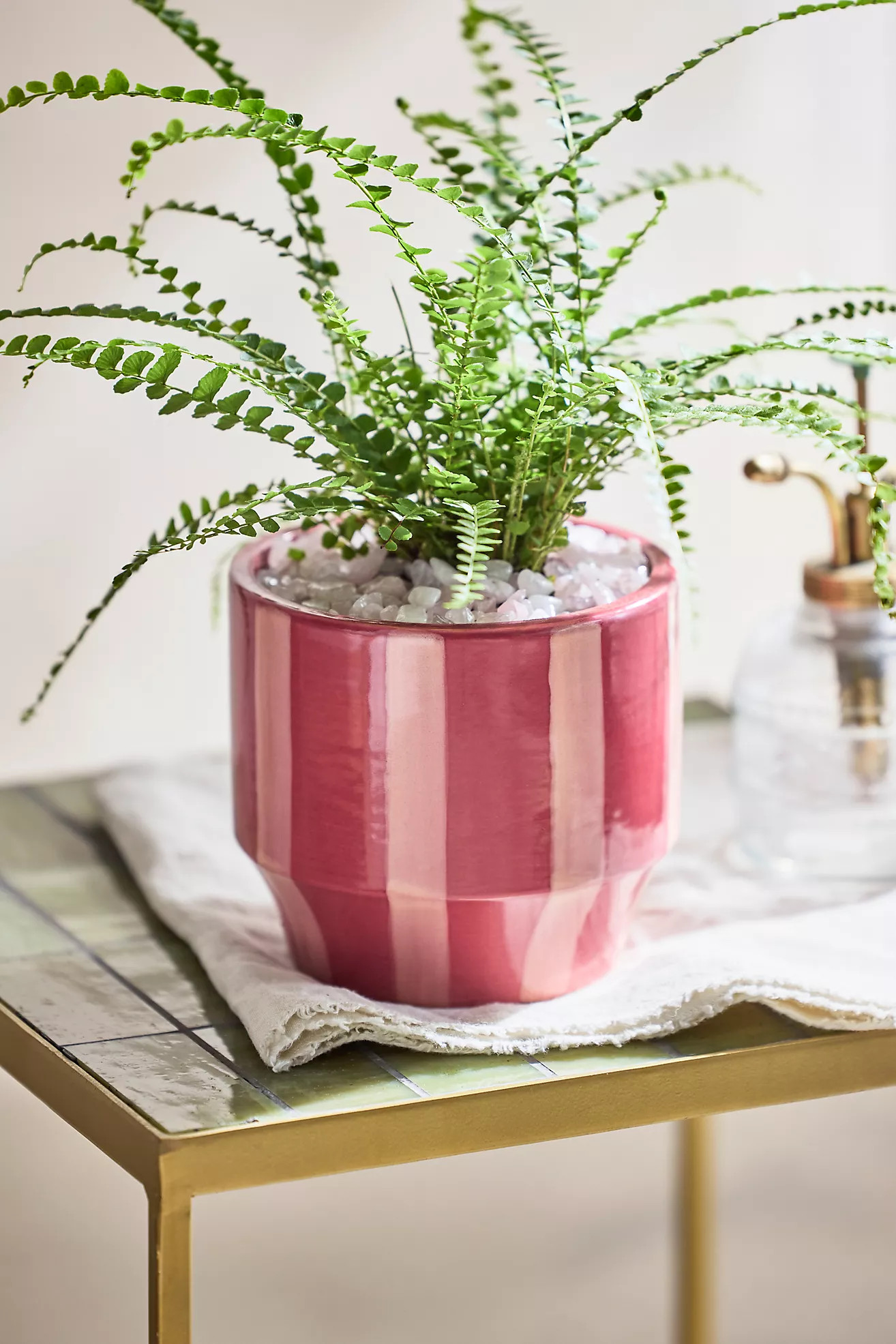 Vertical Stripe Glazed Ceramic Pot | Anthropologie (US)